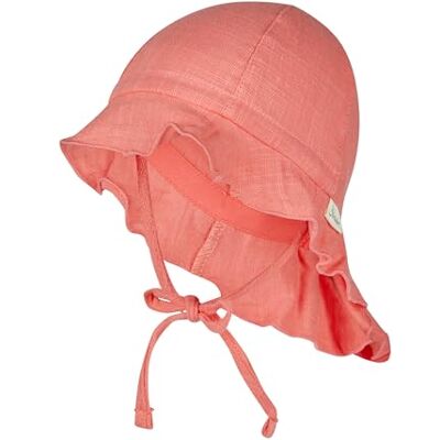 Sterntaler Unisex barn bomull muslin med knytband solhatt, Korall, 43 Sterntaler Unisex barn bomull muslin med knytband solhatt, Korall, 43