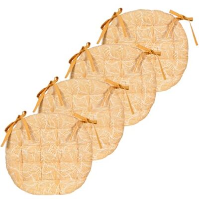 Atout Ciel Set med 4 tvåfärgade runda stolsöverdrag D 40 cm, gul tryckt/enfärgad Atout Ciel Set med 4 tvåfärgade runda stolsöverdrag D 40 cm, gul tryckt/enfärgad