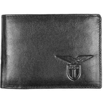 SS LAZIO Läderplånbok med varmpressad logotyp, officiell 173190 produkt, Svart, Läder plånbok SS LAZIO Läderplånbok med varmpressad logotyp, officiell 173190 produkt, Svart, Läder plånbok
