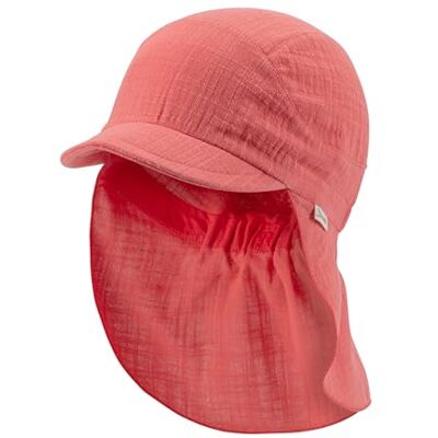 Sterntaler Unisex toppmössa med nackskydd av bomull, muslin, solhatt, Korall, 47 Sterntaler Unisex toppmössa med nackskydd av bomull, muslin, solhatt, Korall, 47