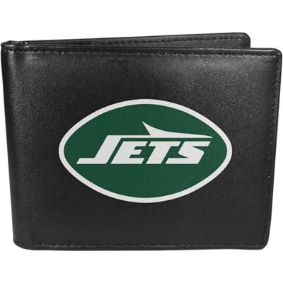 Siskiyou Vikbar plånbok med stor NFL New York Jets-logo, en storlek, svart Siskiyou Vikbar plånbok med stor NFL New York Jets-logo, en storlek, svart