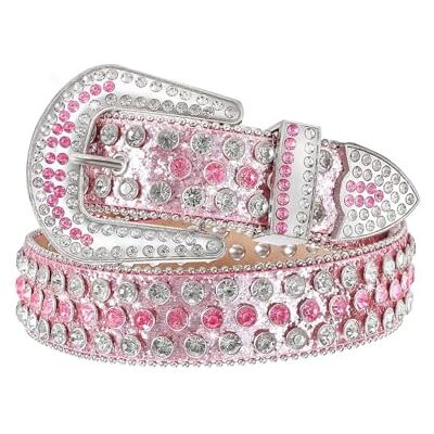 Xpvezl Strassbälte för män kvinnor western cowgirl bling dubbat läderbälte för jeansbyxor, Rosa, M Xpvezl Strassbälte för män kvinnor western cowgirl bling dubbat läderbälte för jeansbyxor, Rosa, M