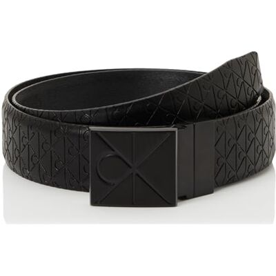 Calvin kvinnors runda graverade Ck-spänne 20 mm LV04F7115G bälten, svart (K svart/antikt ljus guld), 85 Calvin kvinnors runda graverade Ck-spänne 20 mm LV04F7115G bälten, svart (K svart/antikt ljus guld), 85