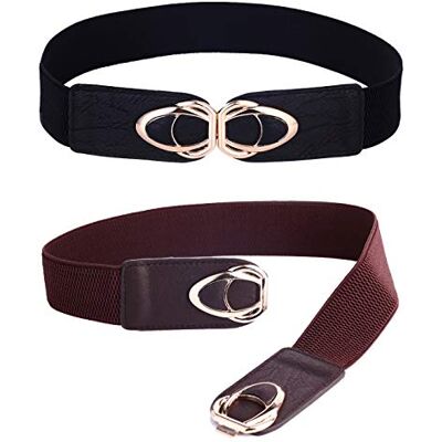 beltox fine Kvinnor Bälten Elastisk Sträckt Klänning Plus för Damer, Svart och kaffe 2-pack, 26-43 beltox fine Kvinnor Bälten Elastisk Sträckt Klänning Plus för Damer, Svart och kaffe 2-pack, 26-43