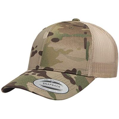 Yupoong Yp Klassisk retro Multicam-truckerkeps, Khaki, one size Yupoong Yp Klassisk retro Multicam-truckerkeps, Khaki, one size
