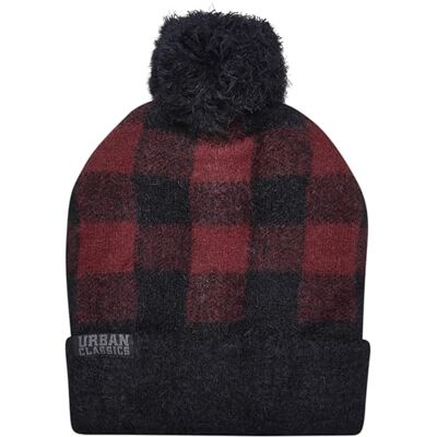 Urban Classics Unisex mössa med pom, svart/röd, one size Urban Classics Unisex mössa med pom, svart/röd, one size