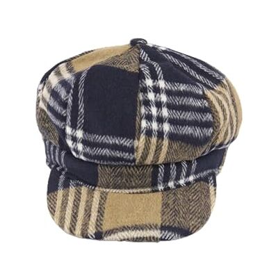 Ulla Popken damer stora storlekar överdimensionerade plus size lanthusmössa, rutmönster, toppmössa 824520, Beige, one size Ulla Popken damer stora storlekar överdimensionerade plus size lanthusmössa, rutmönster, toppmössa 824520, Beige, one size