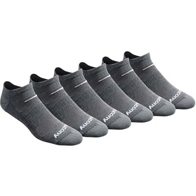 Saucony löparstrumpor för män (paket med 6), Träkol ljung (6 par), Shoe Size: 13-15 Saucony löparstrumpor för män (paket med 6), Träkol ljung (6 par), Shoe Size: 13-15