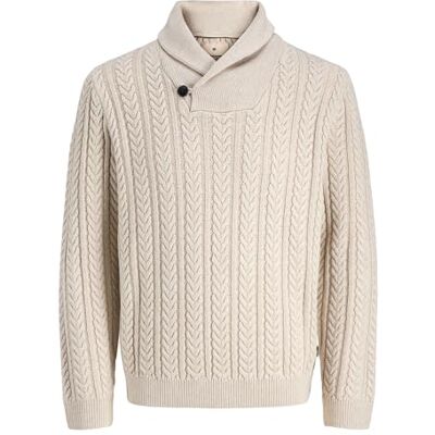 JACK & JONES Jprblusean stickad kabel sjal hals, Silverfoder, S JACK & JONES Jprblusean stickad kabel sjal hals, Silverfoder, S