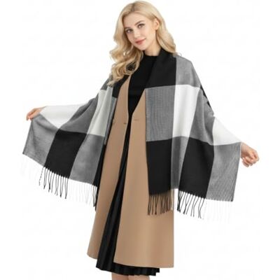 Good Nite halsduk kvinnor vinter gröna halsdukar sjalar halsdukar halsdukar halsdukar damer julklappar lång mjuk varm tartan halsduk ull snurrande tofs lång stola för kvinnor, Svart, 200 * 60cm Good Nite halsduk kvinnor vinter gröna halsdukar sjalar halsdukar halsdukar halsdukar damer julklappar lång mjuk varm tartan halsduk ull snurrande tofs lång stola för kvinnor, Svart, 200 * 60cm