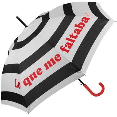 FISURA – Stor paraply “Lo que me faltaba” med ränder. Vindbeständig, robust och automatisk paraply med knapp. Ergonomiskt handtag. Stor diameter på 103 cm för optimal skydd. FISURA – Stor paraply “Lo que me faltaba” med ränder. Vindbeständig, robust och automatisk paraply med knapp. Ergonomiskt handtag. Stor diameter på 103 cm för optimal skydd.