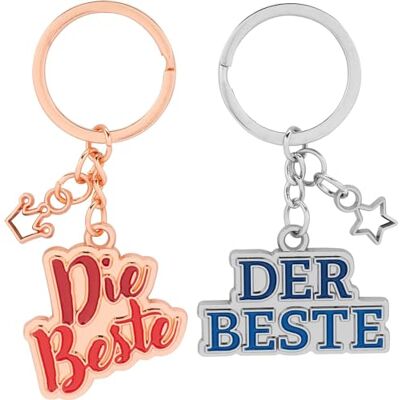 GRUSS & CO Parnyckelring med motiv bästa berlock-set bestående av två hängen med nyckelring, med charm med slogan Present för två, för par 73827, flerfärgad, Einheitsgröße, Motiv "bäst GRUSS & CO Parnyckelring med motiv bästa berlock-set bestående av två hängen med nyckelring, med charm med slogan Present för två, för par 73827, flerfärgad, Einheitsgröße, Motiv "bäst