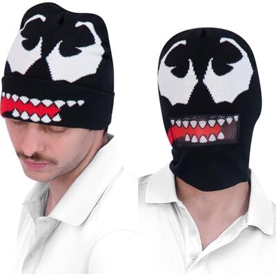 Concept One dam Marvel Venom Intarsia Roll Down Cuff Beanie-Mtze, svart, en storlek, svart, one size Concept One dam Marvel Venom Intarsia Roll Down Cuff Beanie-Mtze, svart, en storlek, svart, one size