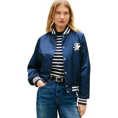 Tommy Hilfiger dam Varsity nylon bomber WW0WW48618, blå, L Tommy Hilfiger dam Varsity nylon bomber WW0WW48618, blå, L