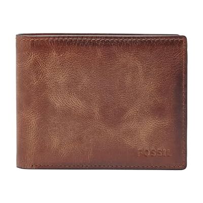 Fossil Herr Derrick RFID-blockerande läder dubbelvikt plånbok med flip ID-fönster, brun, en storlek Fossil Herr Derrick RFID-blockerande läder dubbelvikt plånbok med flip ID-fönster, brun, en storlek