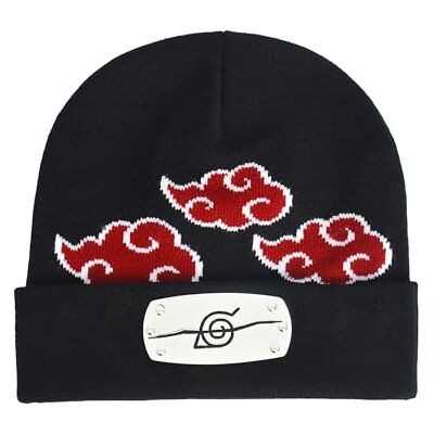 Concept One Unisex-vuxen Naruto mössa hatt, Akatsuki moln vinter stickad mössa med manschett mössa hatt, Svart, One Size Concept One Unisex-vuxen Naruto mössa hatt, Akatsuki moln vinter stickad mössa med manschett mössa hatt, Svart, One Size