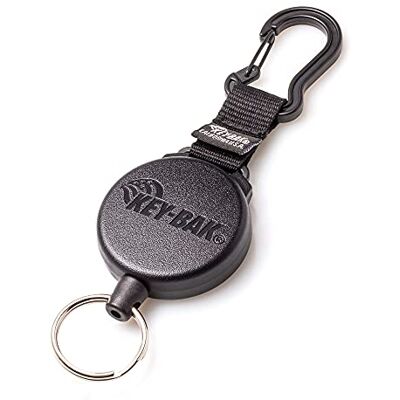 KEY-BAK SECURIT HD infällbar nyckelring, 61 cm kedja i rostfritt stål, 237 gram. utdragning, hållbart polykarbonatfodral, zinklegering karbinhake, delad ring, svart KEY-BAK SECURIT HD infällbar nyckelring, 61 cm kedja i rostfritt stål, 237 gram. utdragning, hållbart polykarbonatfodral, zinklegering karbinhake, delad ring, svart