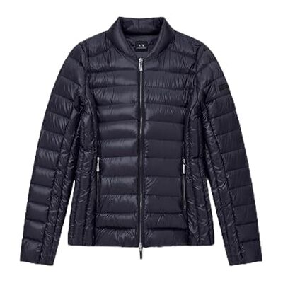 Giorgio Armani kvinnors vadderad sidologotyp patch justerbar krage jacka, svart, L, svart, L Giorgio Armani kvinnors vadderad sidologotyp patch justerbar krage jacka, svart, L, svart, L