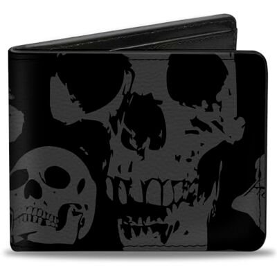Buckle-Down Men's PU Bifold Wallet, Mutlicolor Black Skull, 4.0" x 3.5 Buckle-Down Men's PU Bifold Wallet, Mutlicolor Black Skull, 4.0" x 3.5
