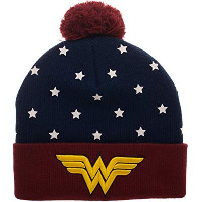 Bioworld Merchandising/Oberoende försäljning Juniors DC Wonder Woman Marin, Röd & Guld Manschettmössa Bioworld Merchandising/Oberoende försäljning Juniors DC Wonder Woman Marin, Röd & Guld Manschettmössa