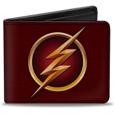 Buckle-Down Dubbelvikt plånbok spänne ner Pu tvådelad plånbok Flash Logo5 vinröd/guld män Buckle-Down Dubbelvikt plånbok spänne ner Pu tvådelad plånbok Flash Logo5 vinröd/guld män