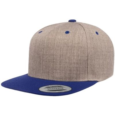 Flexfit Unisex klassisk Snapback 2-tons keps, för kvinnor och män, finns i 17 färger, en storlek passar alla, Heather Grey/Royal, one size Flexfit Unisex klassisk Snapback 2-tons keps, för kvinnor och män, finns i 17 färger, en storlek passar alla, Heather Grey/Royal, one size