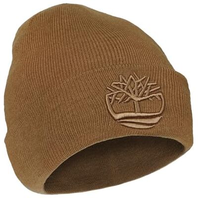 Timberland Herr Tonal 3D broderad mössa mjuk stickad vinterhatt, upphöjd logotyp, varm stretch passform för kallt väder, Vete, one size Timberland Herr Tonal 3D broderad mössa mjuk stickad vinterhatt, upphöjd logotyp, varm stretch passform för kallt väder, Vete, one size