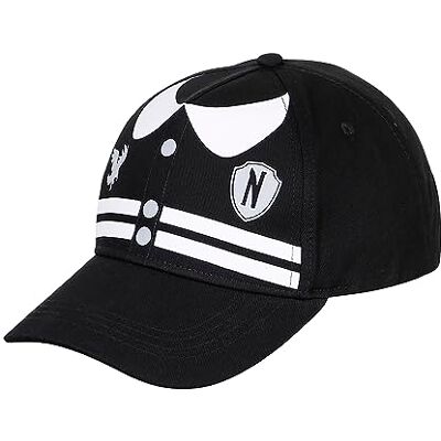 KARACTERMANIA Onsdag Varsity-hatt, svart, Svart, Taglia unica, Varsity Hat KARACTERMANIA Onsdag Varsity-hatt, svart, Svart, Taglia unica, Varsity Hat