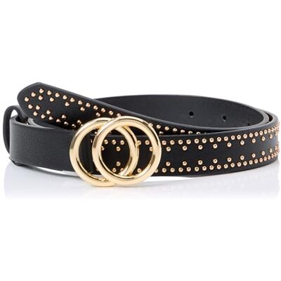 PIECES dam Pckarren Studded Jeans Belt, Svart/detalj: guldtrim, 85 PIECES dam Pckarren Studded Jeans Belt, Svart/detalj: guldtrim, 85