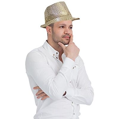 Dress Up America Fedora hatt med blinkande LED-lampor för vuxna (guld) Dress Up America Fedora hatt med blinkande LED-lampor för vuxna (guld)
