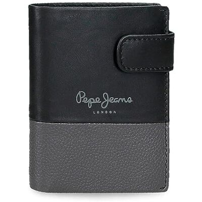 Pepe Jeans Dual Vertikal plånbok med svart klickstängning 8,5x10,5x1 cms läder, Svart, Talla única, Vertikal plånbok med klickstängning Pepe Jeans Dual Vertikal plånbok med svart klickstängning 8,5x10,5x1 cms läder, Svart, Talla única, Vertikal plånbok med klickstängning