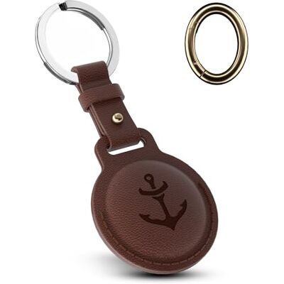 YISH Airtag nyckelring i PU-läder: Airtag nyckelring och korthållare, elegant och praktisk design, brun YISH Airtag nyckelring i PU-läder: Airtag nyckelring och korthållare, elegant och praktisk design, brun