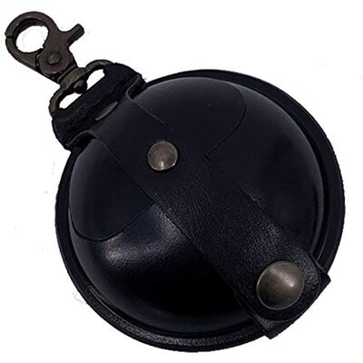 MIKA 28063901 – nyckelring stor gjord av äkta läder/sadelläder, mini-plånbok som nyckelfodral med myntfack med tryckknapp, nyckelficka för Kleingeld i svart, nyckelväska Ø ca 9 cm MIKA 28063901 – nyckelring stor gjord av äkta läder/sadelläder, mini-plånbok som nyckelfodral med myntfack med tryckknapp, nyckelficka för Kleingeld i svart, nyckelväska Ø ca 9 cm