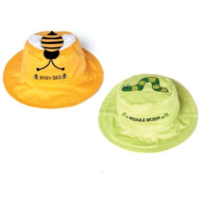 FlapJackKids Luvali barns UV-skyddande vändbar hatt Grön gul L FlapJackKids Luvali barns UV-skyddande vändbar hatt Grön gul L