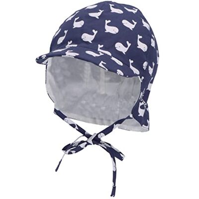 Sterntaler Unisex barn, skärmmössa, nackskydd, valar, barnmössa, blå, normal, blå Sterntaler Unisex barn, skärmmössa, nackskydd, valar, barnmössa, blå, normal, blå