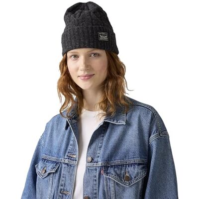 Levi's Backpatch Beanie för kvinnor – Semesterkabel stickade mössor för kvinnor, färg ljus Heather Grey, en storlek, Ljusgrå, one size Levi's Backpatch Beanie för kvinnor – Semesterkabel stickade mössor för kvinnor, färg ljus Heather Grey, en storlek, Ljusgrå, one size