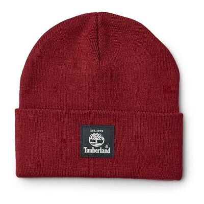 Timberland Kort klockmössa för män med vävd etikett för kallt väder hatt, Syrah, en storlek Timberland Kort klockmössa för män med vävd etikett för kallt väder hatt, Syrah, en storlek