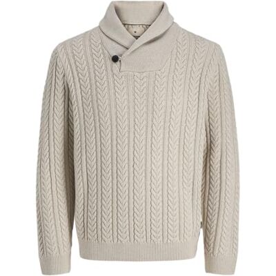 JACK & JONES Jprblusean stickad kabel sjal hals, Silverfoder, M JACK & JONES Jprblusean stickad kabel sjal hals, Silverfoder, M