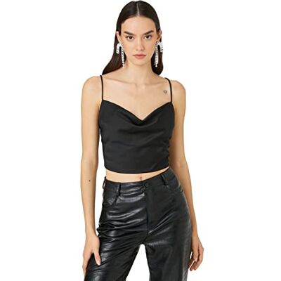 Koton dam strappy satin slips tillbaka detaljblus, Svart (999), 34 Koton dam strappy satin slips tillbaka detaljblus, Svart (999), 34