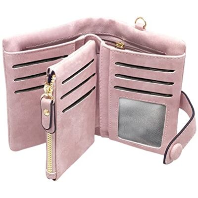 YOTOO TOPKULL Plånböcker för kvinnor dubbelvikt liten Rfid mjukt läder damplånböcker trippelvikt kvinnors plånböcker räkningar mini armbandskoppling söt dragkedja myntväska med handledsrem, Rosa, Medium, YOTOO TOPKULL Plånböcker för kvinnor dubbelvikt liten Rfid mjukt läder damplånböcker trippelvikt kvinnors plånböcker räkningar mini armbandskoppling söt dragkedja myntväska med handledsrem, Rosa, Medium,