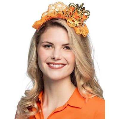 Boland 61829 – hårband drottning, guld-orange, unisex, krona med spetstyg, tiara, Nederländerna, fanartikel, fotboll, EM, WM, karneval, temafest Boland 61829 – hårband drottning, guld-orange, unisex, krona med spetstyg, tiara, Nederländerna, fanartikel, fotboll, EM, WM, karneval, temafest