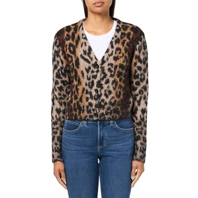 AllSaints Wick Lex kofta för kvinnor, Leopardbrunt, L AllSaints Wick Lex kofta för kvinnor, Leopardbrunt, L