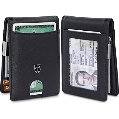 TRAVANDO sedelklämma plånbok Atlanta – herrplånböcker smal framficka RFID-blockerande korthållare minimalistisk mini bifold – svart – liten TRAVANDO sedelklämma plånbok Atlanta – herrplånböcker smal framficka RFID-blockerande korthållare minimalistisk mini bifold – svart – liten