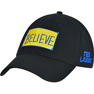 Concept One Unisex Ted Lasso Dad hatt, Believe Print bomull, justerbar böjd brätte basebollkeps, svart, en storlek, svart, En Storlek Concept One Unisex Ted Lasso Dad hatt, Believe Print bomull, justerbar böjd brätte basebollkeps, svart, en storlek, svart, En Storlek