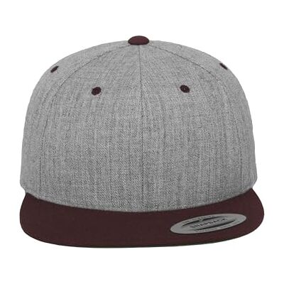 Flexfit Unisex klassisk Snapback 2-tons keps, för kvinnor och män, finns i 17 färger, en storlek passar alla, Heather grå/rödbrun, one size Flexfit Unisex klassisk Snapback 2-tons keps, för kvinnor och män, finns i 17 färger, en storlek passar alla, Heather grå/rödbrun, one size