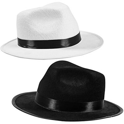 Funny Party Hats Svart Fedora-filt gangsterhatt – herrhattar – gangsterkostym tillbehör (2-pack – svart och vit) Funny Party Hats Svart Fedora-filt gangsterhatt – herrhattar – gangsterkostym tillbehör (2-pack – svart och vit)