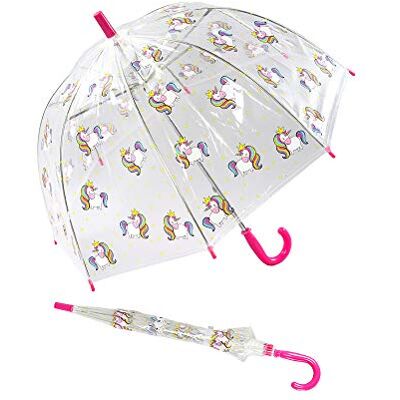 Susino X-brella barn klart kupol paraply 17025 enhörning tryck, Färgglad enhörning, 60 centimeters, Paraply Susino X-brella barn klart kupol paraply 17025 enhörning tryck, Färgglad enhörning, 60 centimeters, Paraply