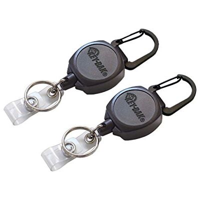 KEY-BAK Sidekick Professional kraftig självupprullande rulle för ID-brickor och nycklar med 61 cm upprullningsbar kevlarsladd, svart (2-pack) KEY-BAK Sidekick Professional kraftig självupprullande rulle för ID-brickor och nycklar med 61 cm upprullningsbar kevlarsladd, svart (2-pack)