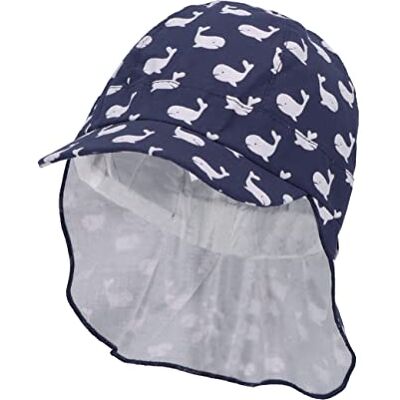 Sterntaler Unisex barn, skärmmössa, nackskydd, valar, barnmössa, blå, normal, blå Sterntaler Unisex barn, skärmmössa, nackskydd, valar, barnmössa, blå, normal, blå
