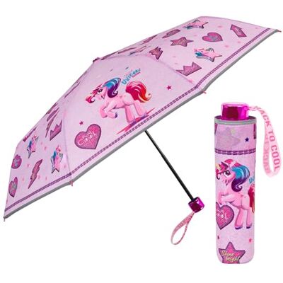 PERLETTI Miniparaply Enhörning för Flicka 7+ År Hopfällbart Kompakt Paraply Manuell Öppning Flickor Resenparaply Vindtät Regntät Reflekterande Kant Barn Cool Kids Diameter 91 cm (Ljusrosa) PERLETTI Miniparaply Enhörning för Flicka 7+ År Hopfällbart Kompakt Paraply Manuell Öppning Flickor Resenparaply Vindtät Regntät Reflekterande Kant Barn Cool Kids Diameter 91 cm (Ljusrosa)